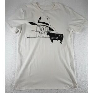 Chipotle Loomstate Organic Cotton Shirt S Small White Black Farm Team Cow